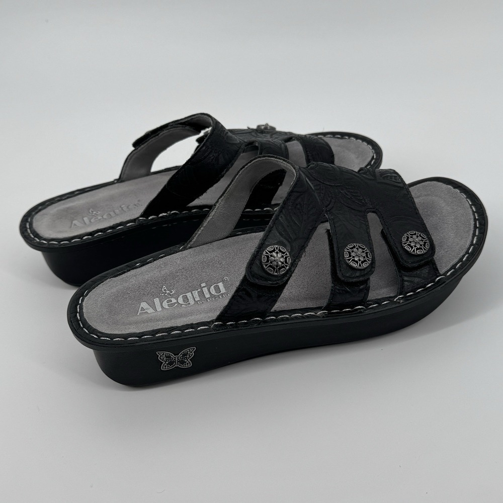 Alegria DIN-511X Black Leather‎ Slide Sandals Women's EU 39 US 9 Comfort Shoes - Picture 5 of 10